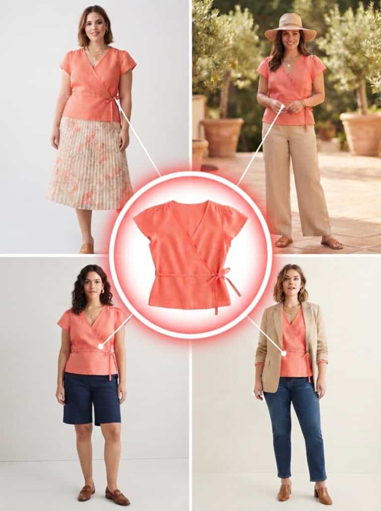 1 Wrap Top, 10 Nursing-Friendly Summer Looks You Can Rely On: the outfits in this post, nursing-friendly and postpartum-friendly.