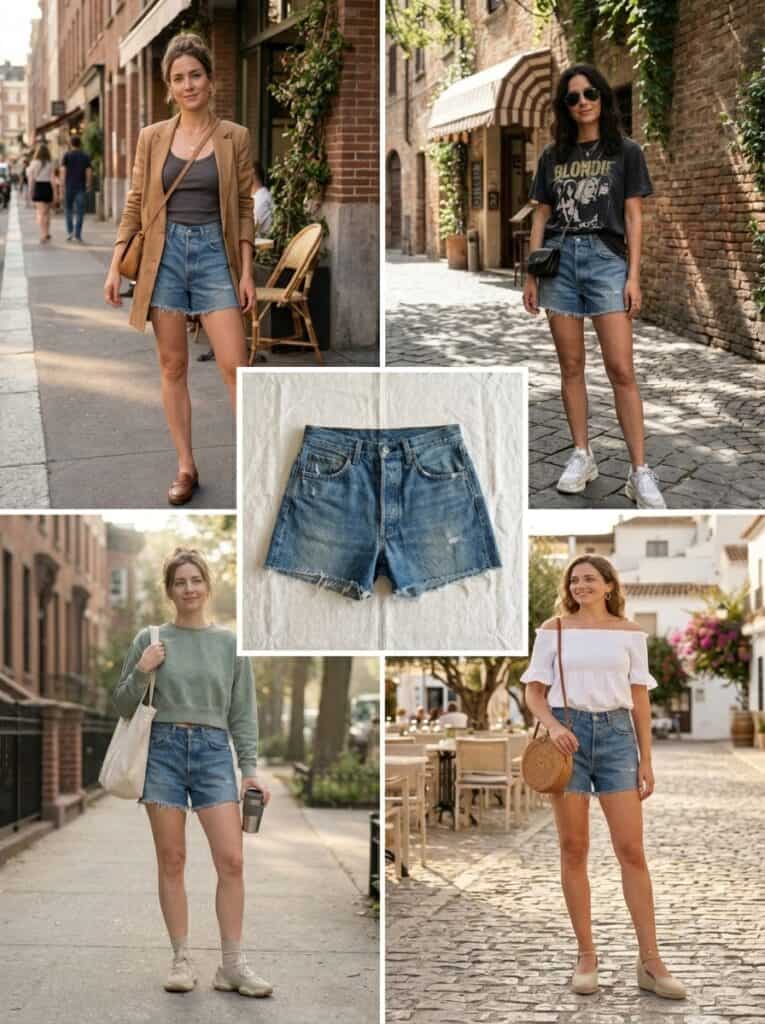 1 Pair of Denim Shorts, 10 Comfortable Nursing Outfits That Still Feel Like You: the outfits in this post, nursing-friendly and postpartum-friendly.