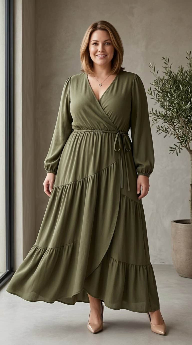 Sleeveless wrap midi dress, breastfeeding-friendly summer outfit