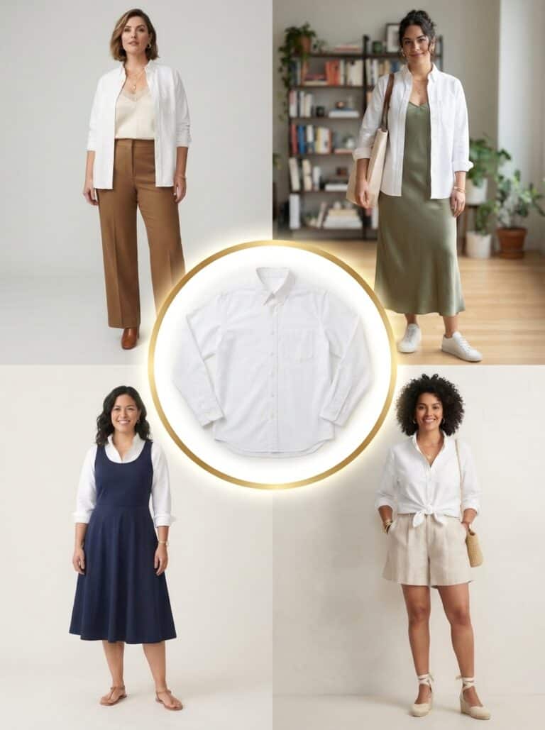 1 White Button-Down, 8 Nursing-Friendly Outfits: the outfits in this post, nursing-friendly and postpartum-friendly.