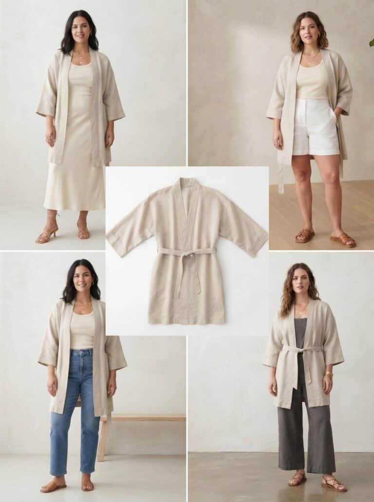 1 Linen Kimono, 6 Nursing-Friendly Outfits: the outfits in this post, nursing-friendly and postpartum-friendly.
