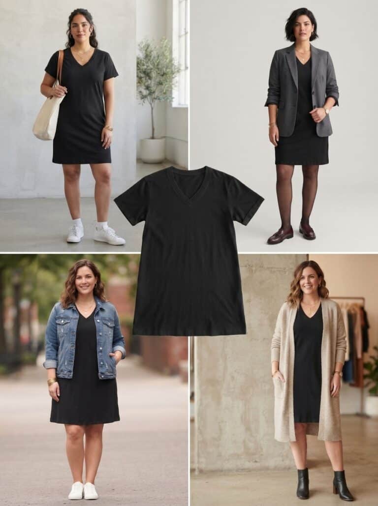 1 T-Shirt Dress, 8 Nursing-Friendly Outfits: the outfits in this post, nursing-friendly and postpartum-friendly.