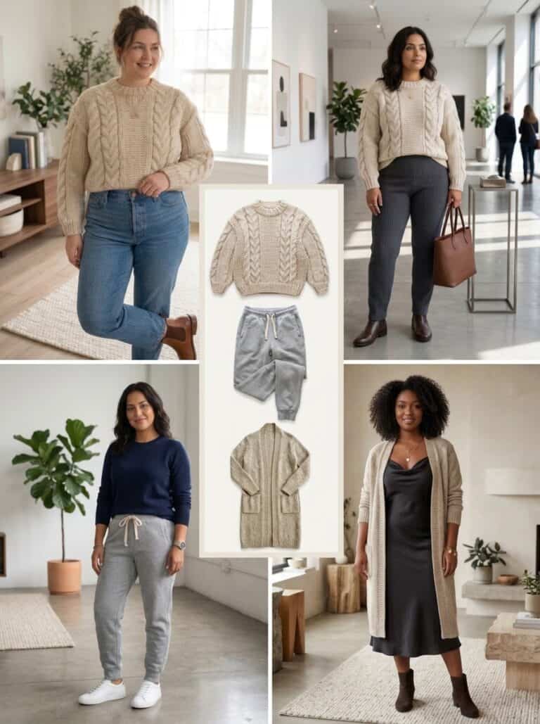 3 Cozy Pieces, 9 Nursing-Friendly Outfit Ideas: the outfits in this post, nursing-friendly and postpartum-friendly.