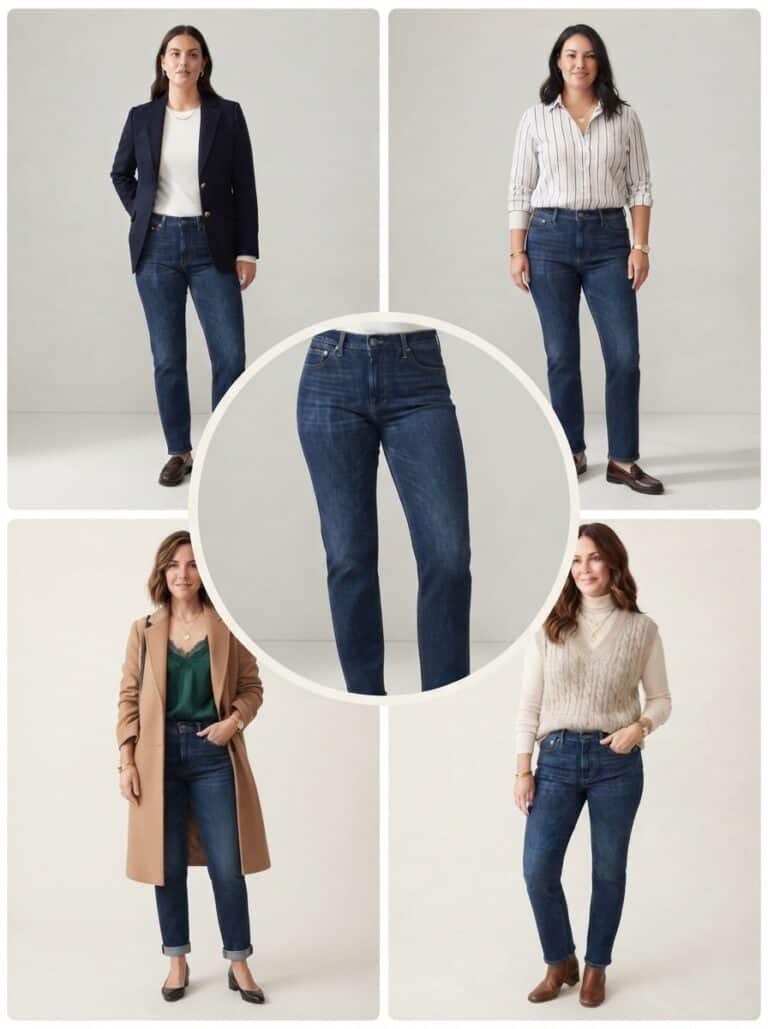 1 Pair of Straight-Leg Jeans, 10 Winter Nursing-Friendly Outfits: the outfits in this post, nursing-friendly and postpartum-friendly.