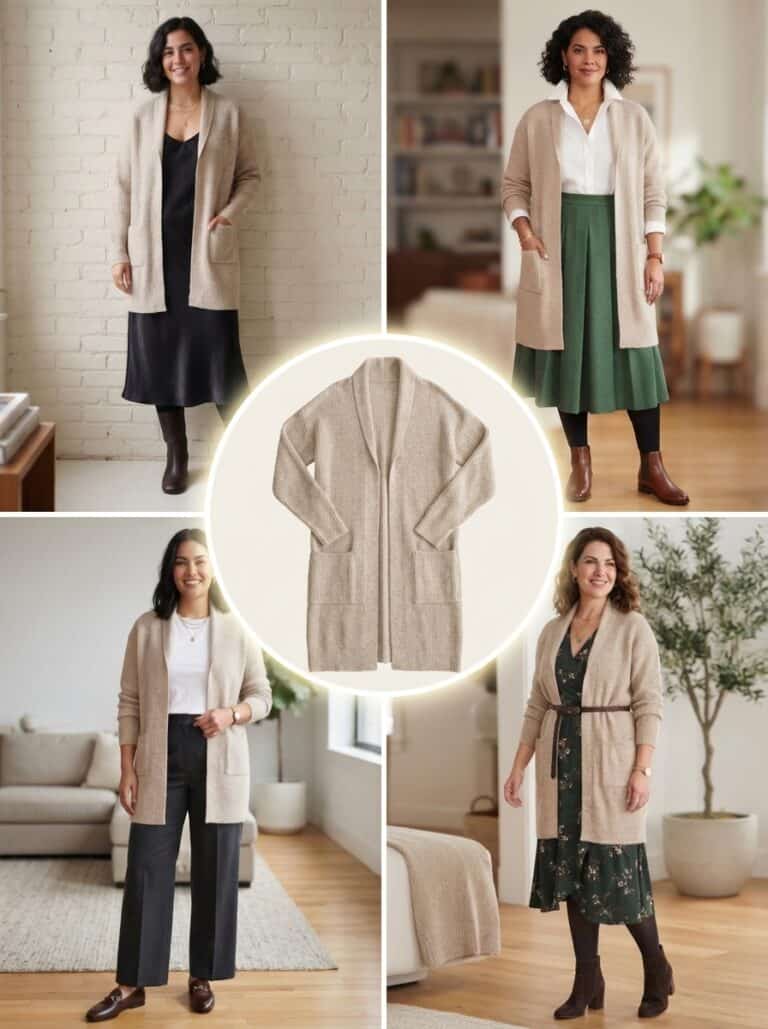 1 Long Cardigan, 9 Winter Nursing-Friendly Outfits