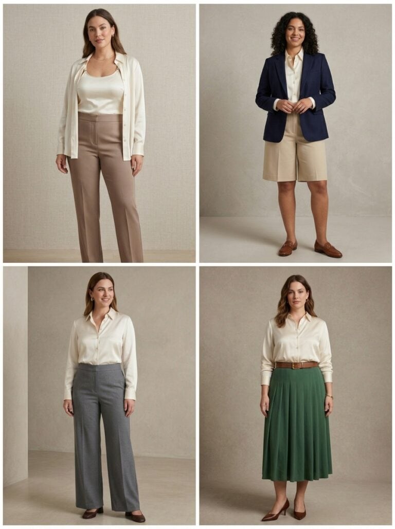 1 Silk Blouse, 7 Dressy Work Outfits for Pumping Moms