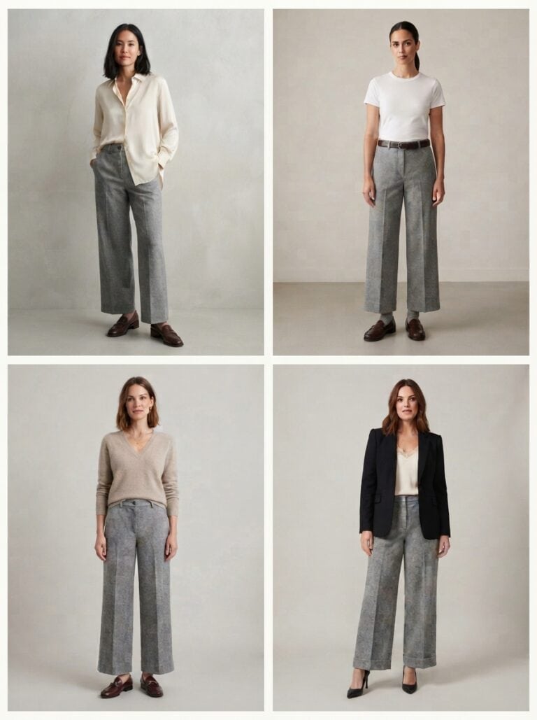 1 Pair of Wide-Leg Trousers, 9 Work Outfits That Nurse or Pump Easy: the outfits in this post, nursing-friendly and postpartum-friendly.
