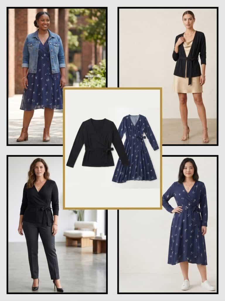 2 Wrap-Style Pieces, 8 Nursing-Friendly Outfits: the outfits in this post, nursing-friendly and postpartum-friendly.