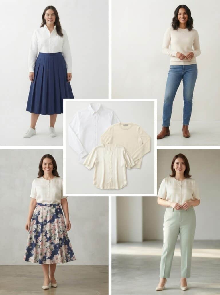 3 Neutral Tops, 9 Postpartum Outfit Ideas