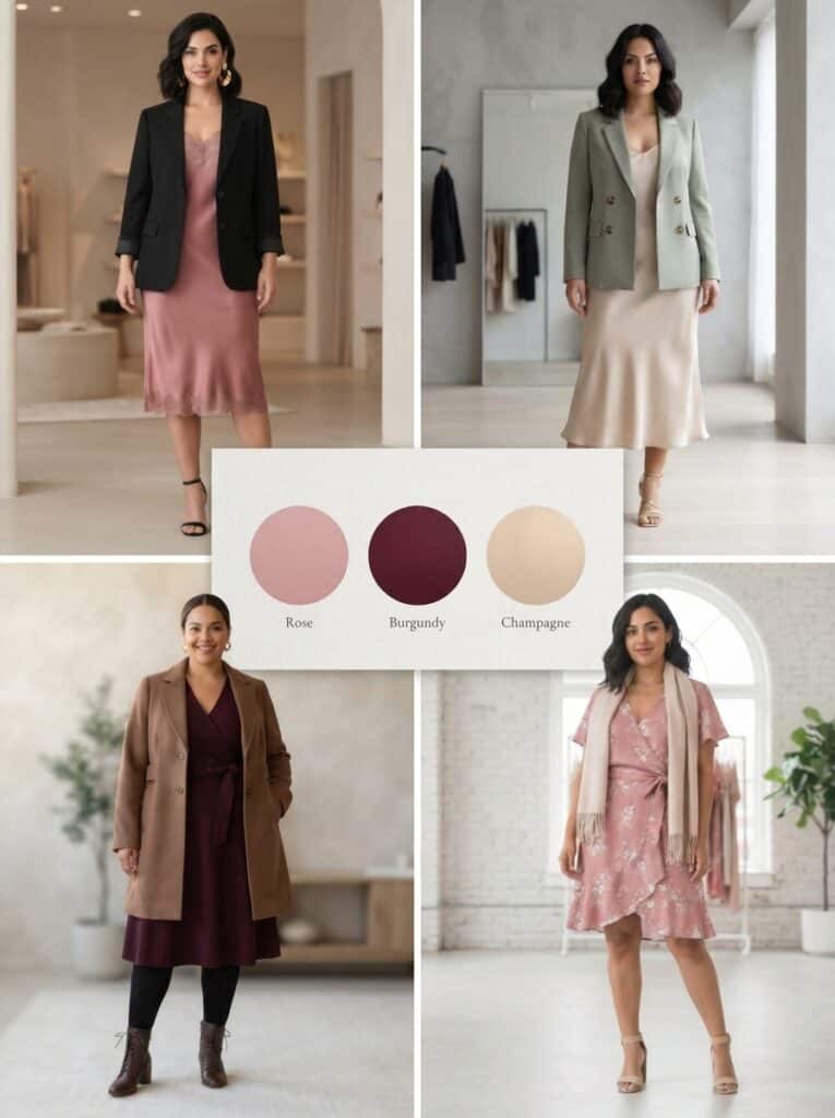 Anniversary Dinner Palette: 3 Romantic Colors, 9 Postpartum Date-Night Outfits: the outfits in this post, nursing-friendly and postpartum-friendly.