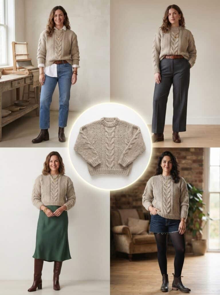 1 Chunky Knit Sweater, 8 Winter Nursing-Friendly Outfits