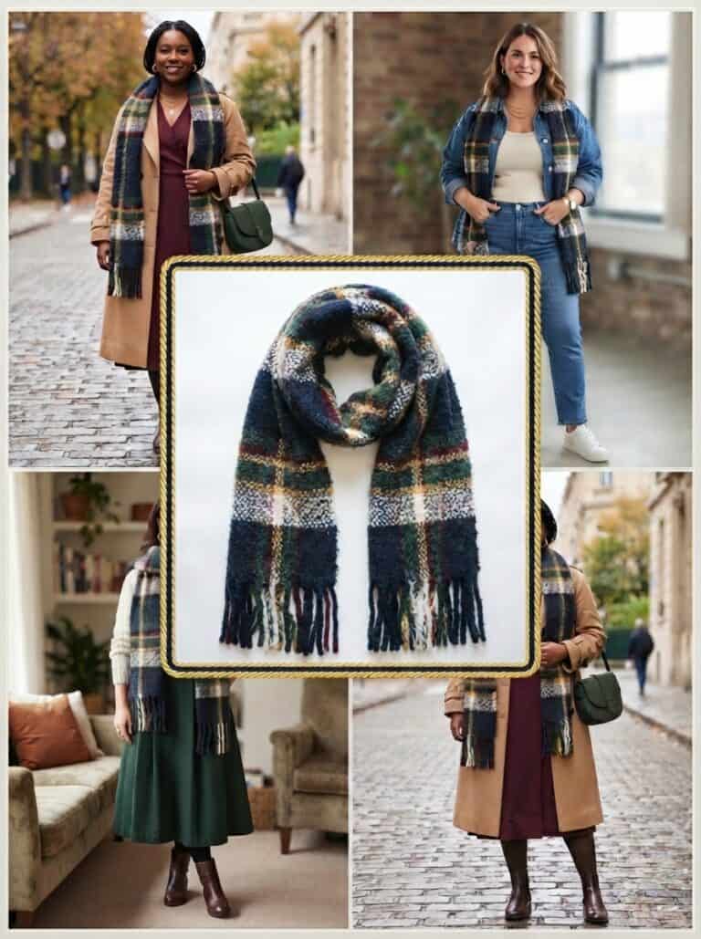 1 Statement Scarf, 6 Winter Nursing-Friendly Outfits: the outfits in this post, nursing-friendly and postpartum-friendly.