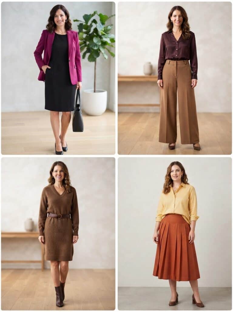 8 Dressy Work Outfits for Nursing + Pumping Moms: the outfits in this post, nursing-friendly and postpartum-friendly.