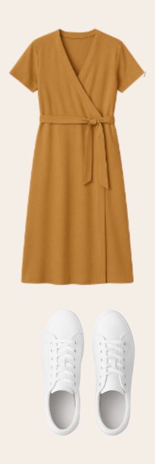 The wrap dress and trainers day