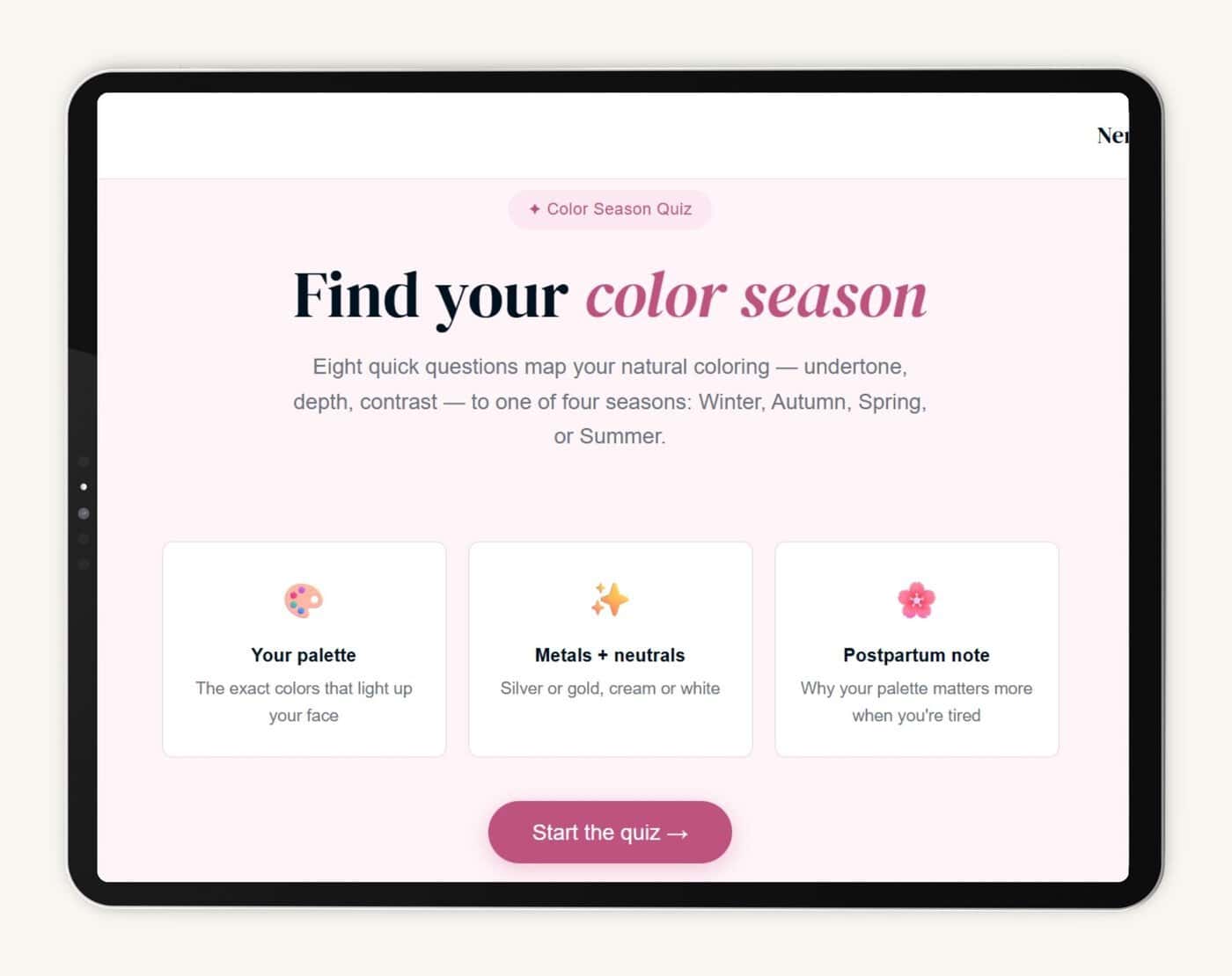 The Colour Season Quiz on screen