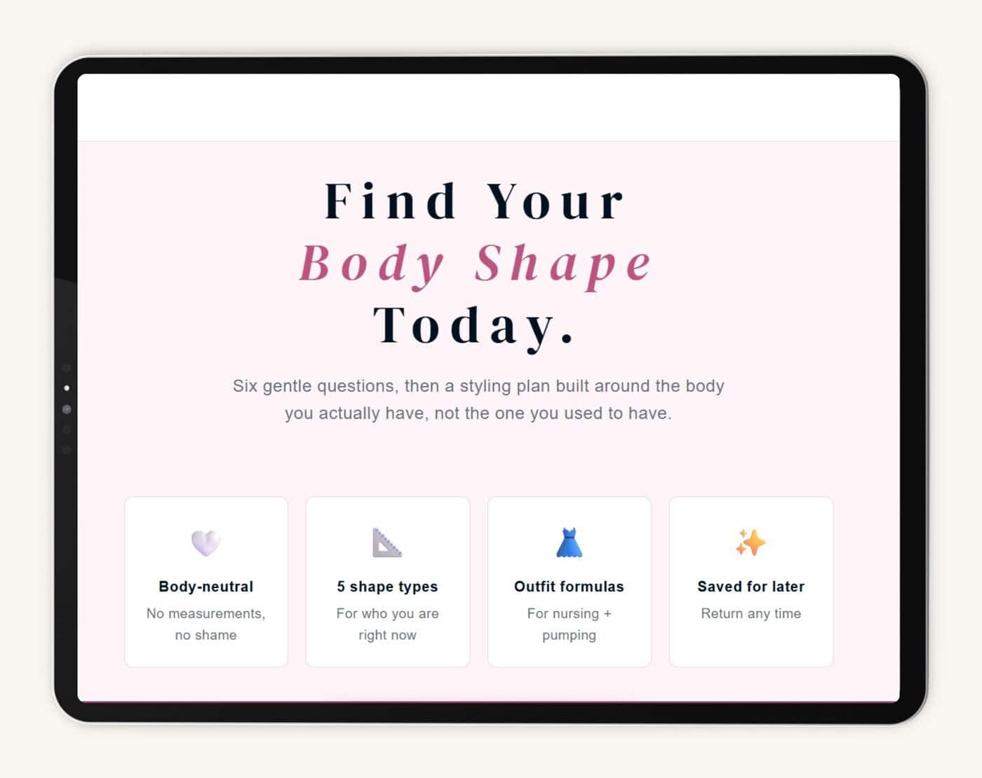 The Body Shape Quiz on screen