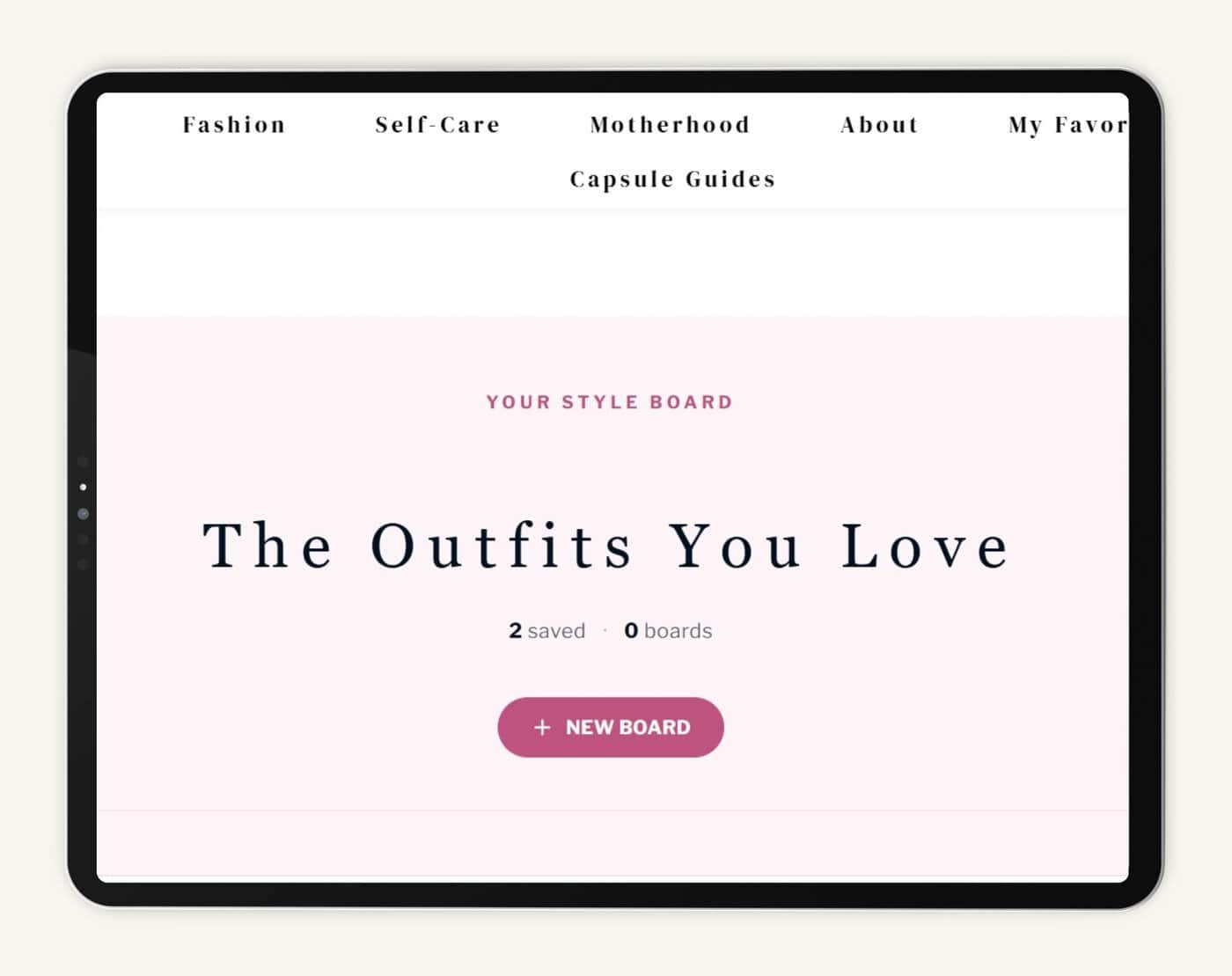Your Style Board on screen