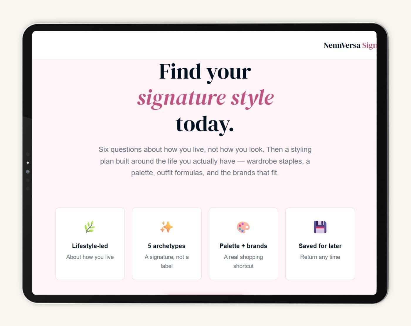 The Signature Style Quiz on screen