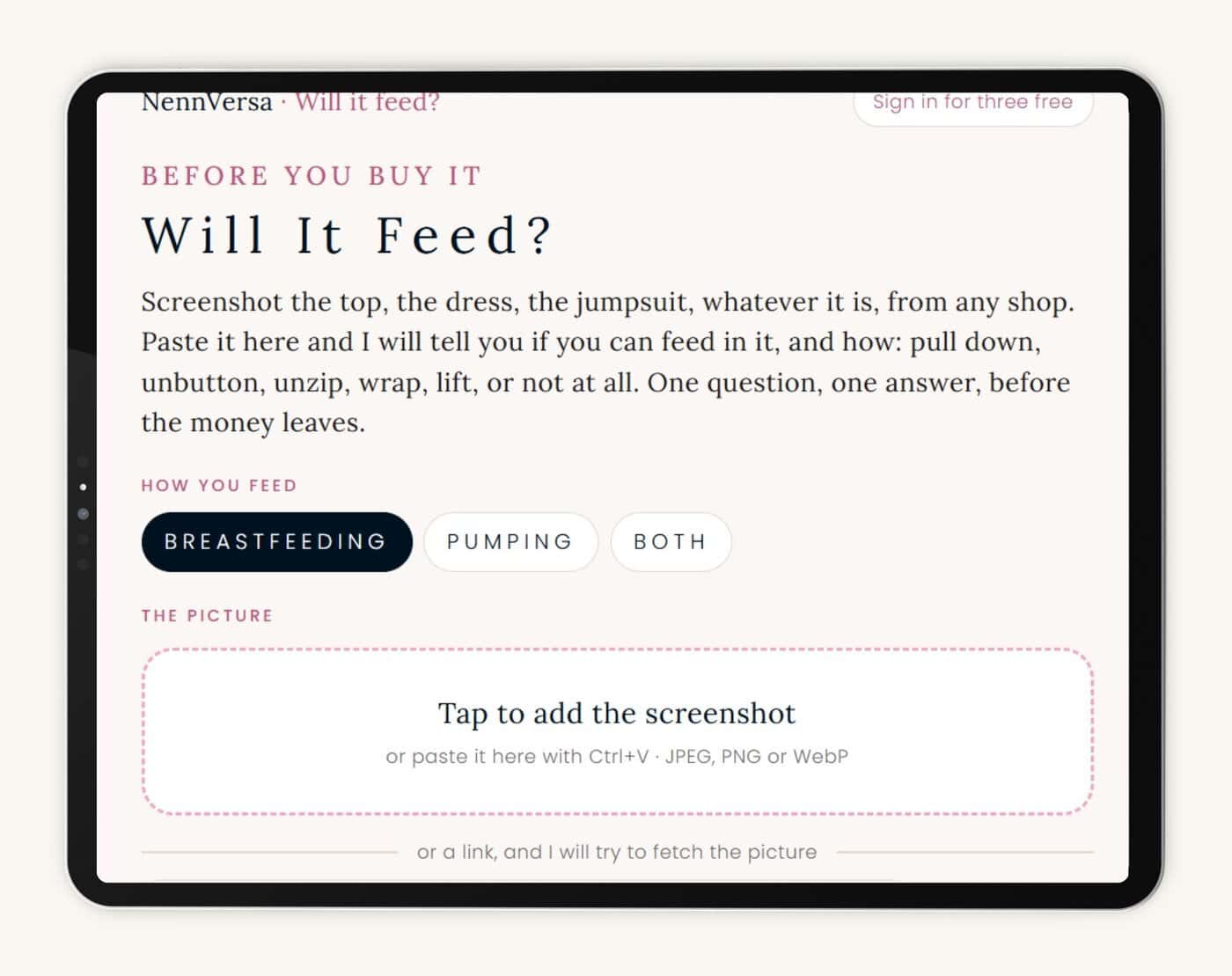 Will it feed? on screen